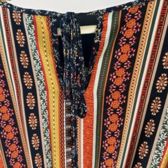 Flamingo Women's Midi Dress Boho 70's Floral Stretch Casual Size Small - Picture 6 of 7